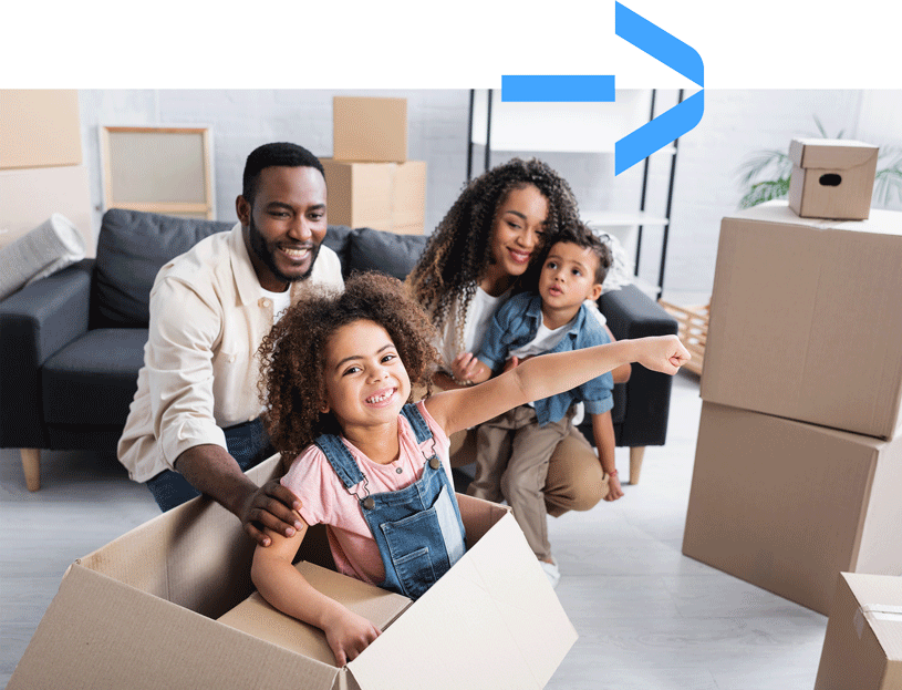 Happy Family Moving with Arrow